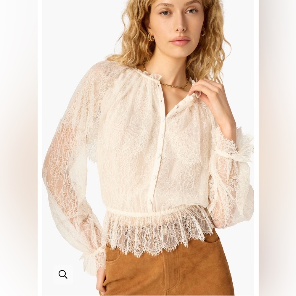 Cami NYC VITORIA LACE BLOUSE MACADAMIA DELICATE LIGHTWEIGHT LACE